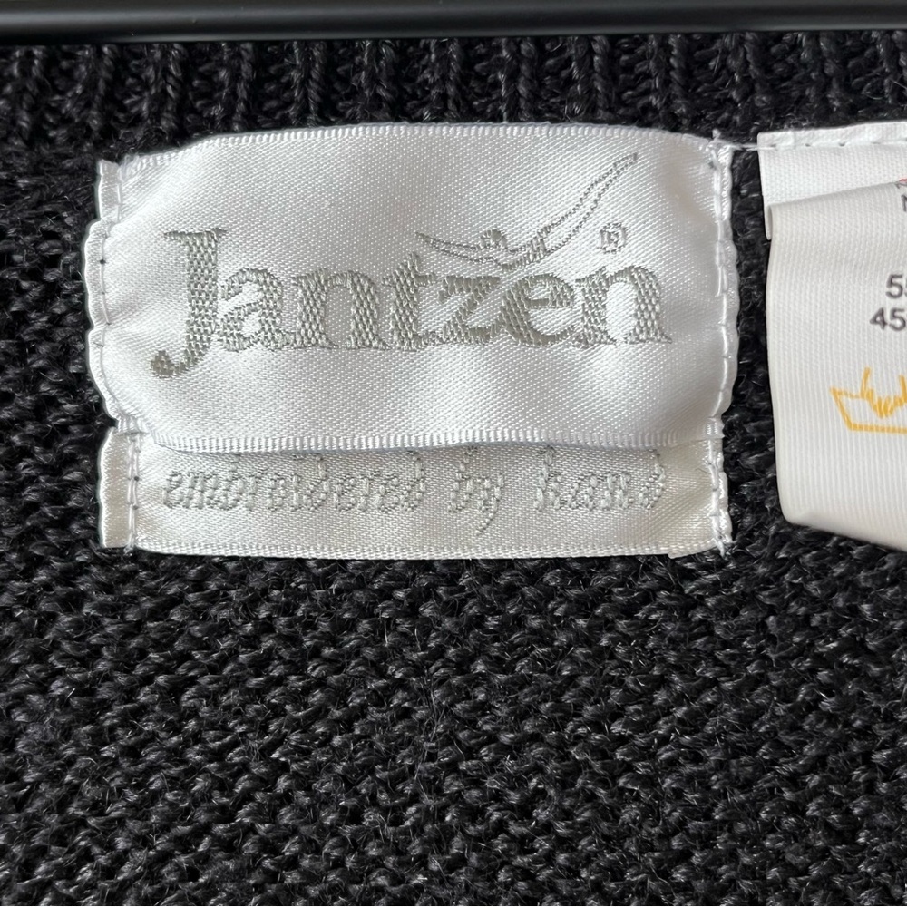 Jantzen Ramie/Acrylic Blend Black and White Cardigan Geometric Pattern size L - Picture 3 of 13